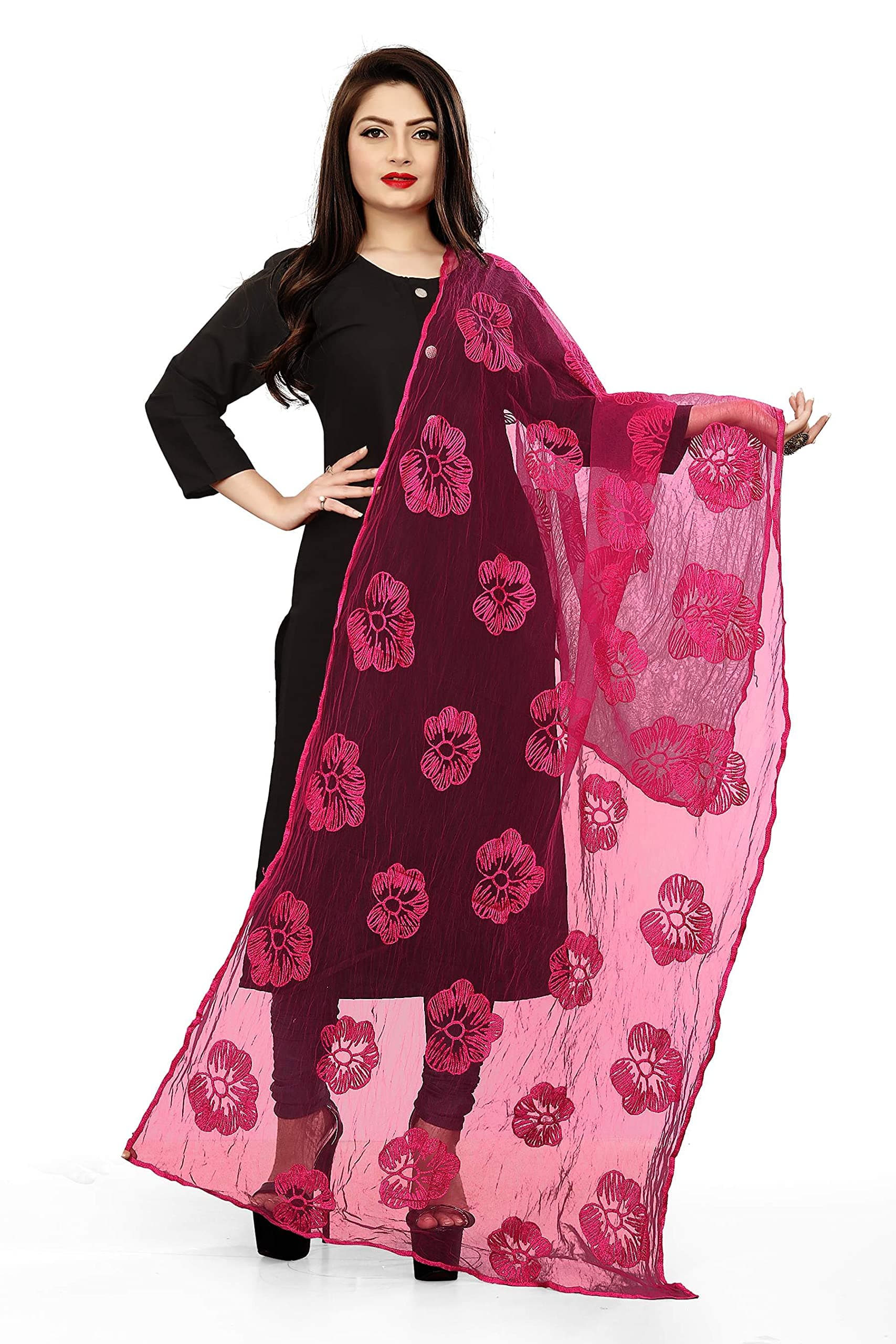 AKSHAR LLCWomen's Soft Net Embroidered Scarf Shawls and Wraps For Bathing Suit & Bikini Swimsuit Cover up Beach Dress