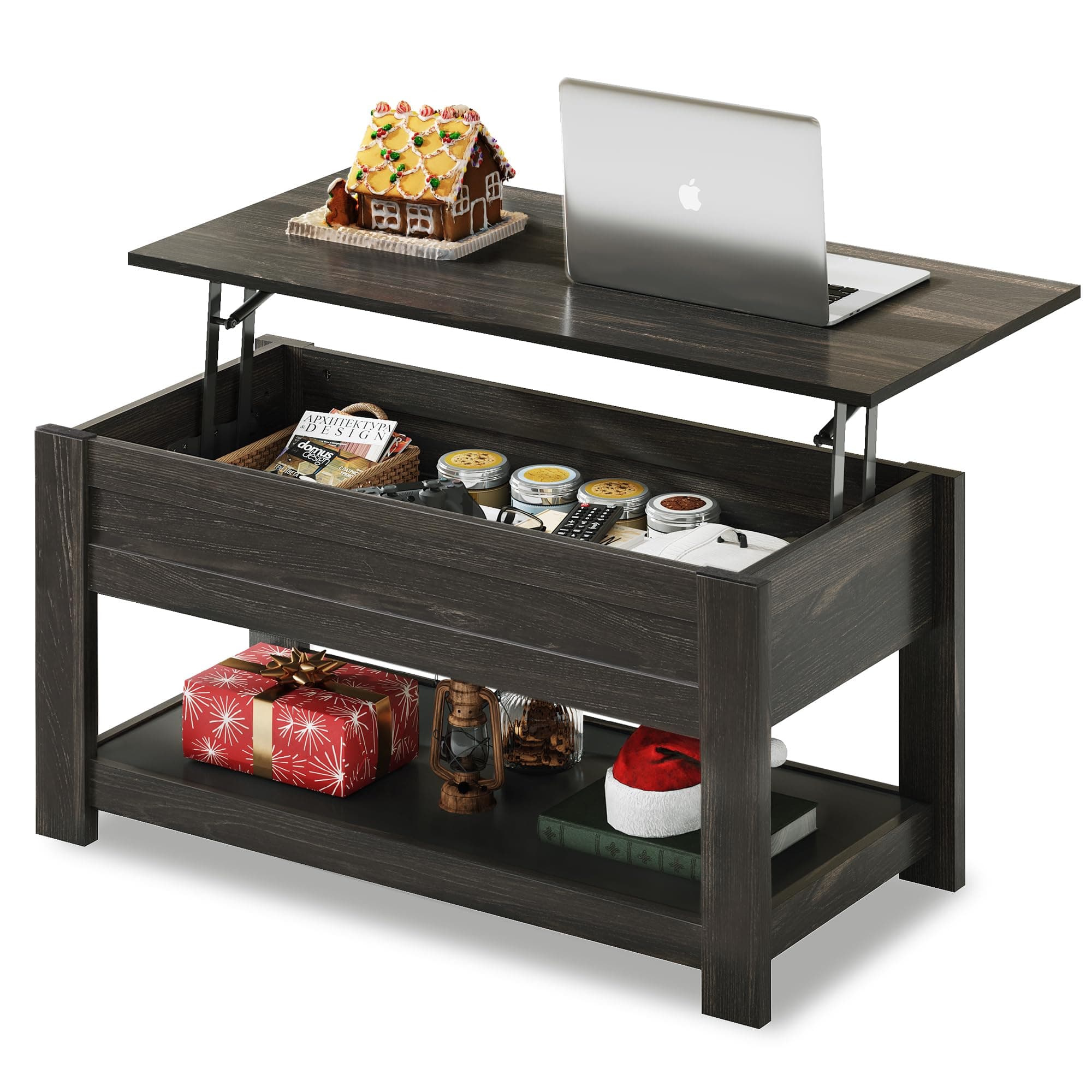 WLIVE Coffee Table, 39" Lift Top Coffee Table with Hidden Compartment and Storage Shelf for Living Room, Espresso