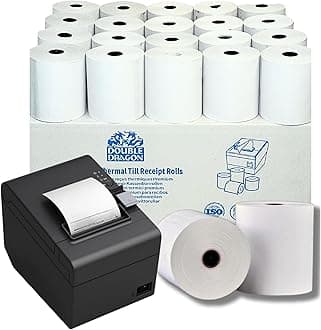 Double Dragon 40 Rolls of Premium 80 x 80mm Thermal Paper Till Rolls, Receipt for EPOS POS, Cash Register, Credit Card Machine PDQ, Clover, Epson Citizen Printer TH243 CBM232 CBM233 CBM253