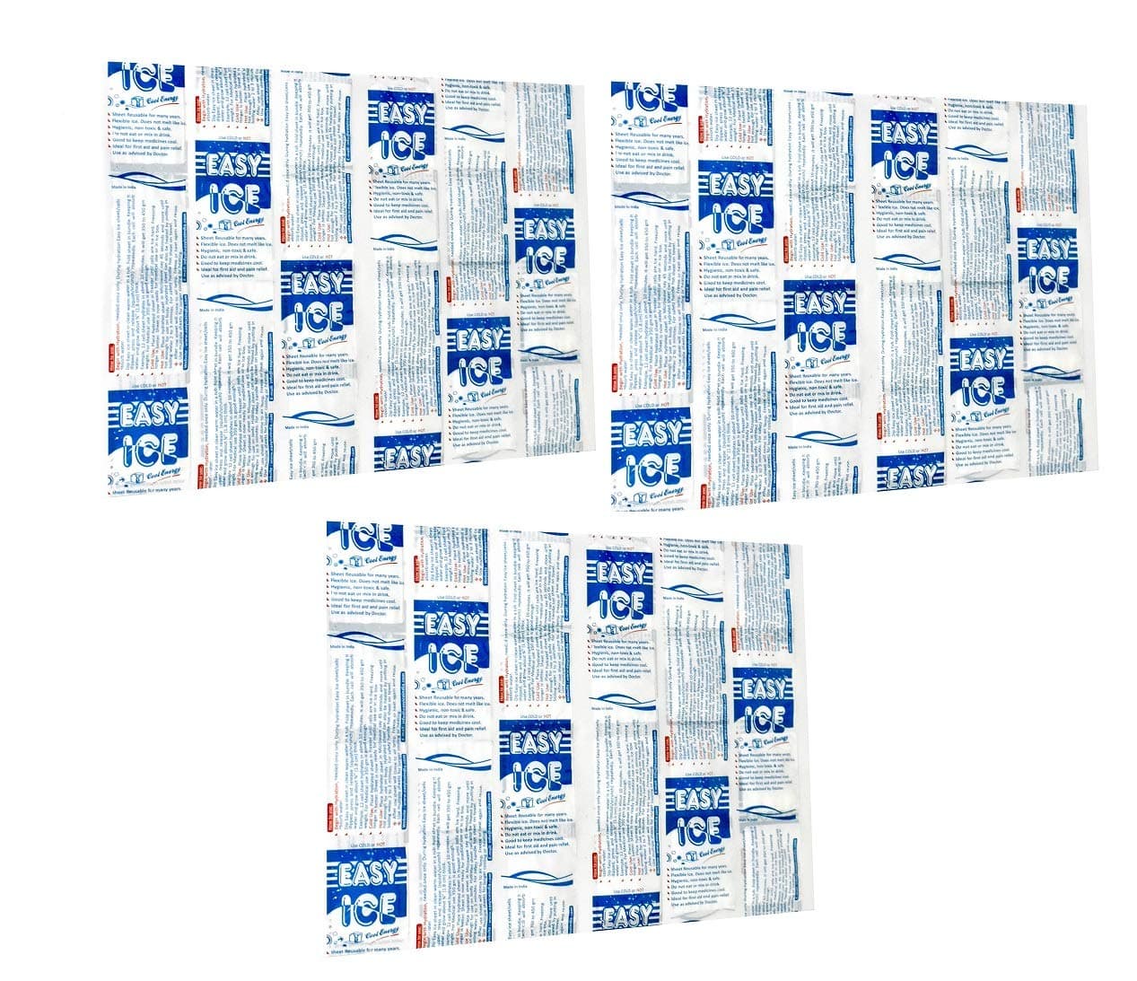 EASY ICE Reusable Ice Pack Sheets for Food Storage & Travel, Flexible 12 Cell Gel Cooling Packs for Ice Box, Lunch Boxes & Insulated Bags, Long Lasting Freezer Packs (Pack of 6)