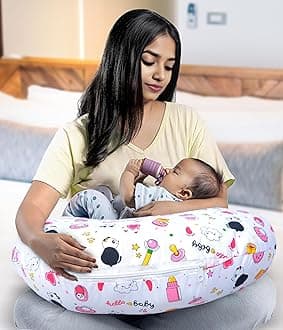 Baby Feeding Pillow Cotton|Maternity Feeding Pillow Portable & Adjustable|Nursing Pillow for Mother and New Born Baby (Panda Pink)