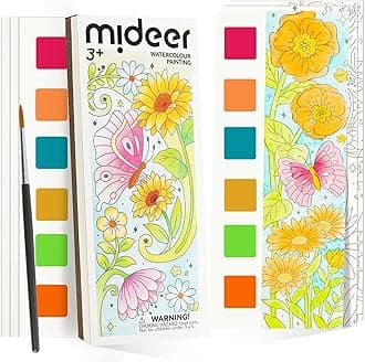 Watercolor Painting Coloring Books Pocket Watercolor Paint Bookmarks, Mess Fr...