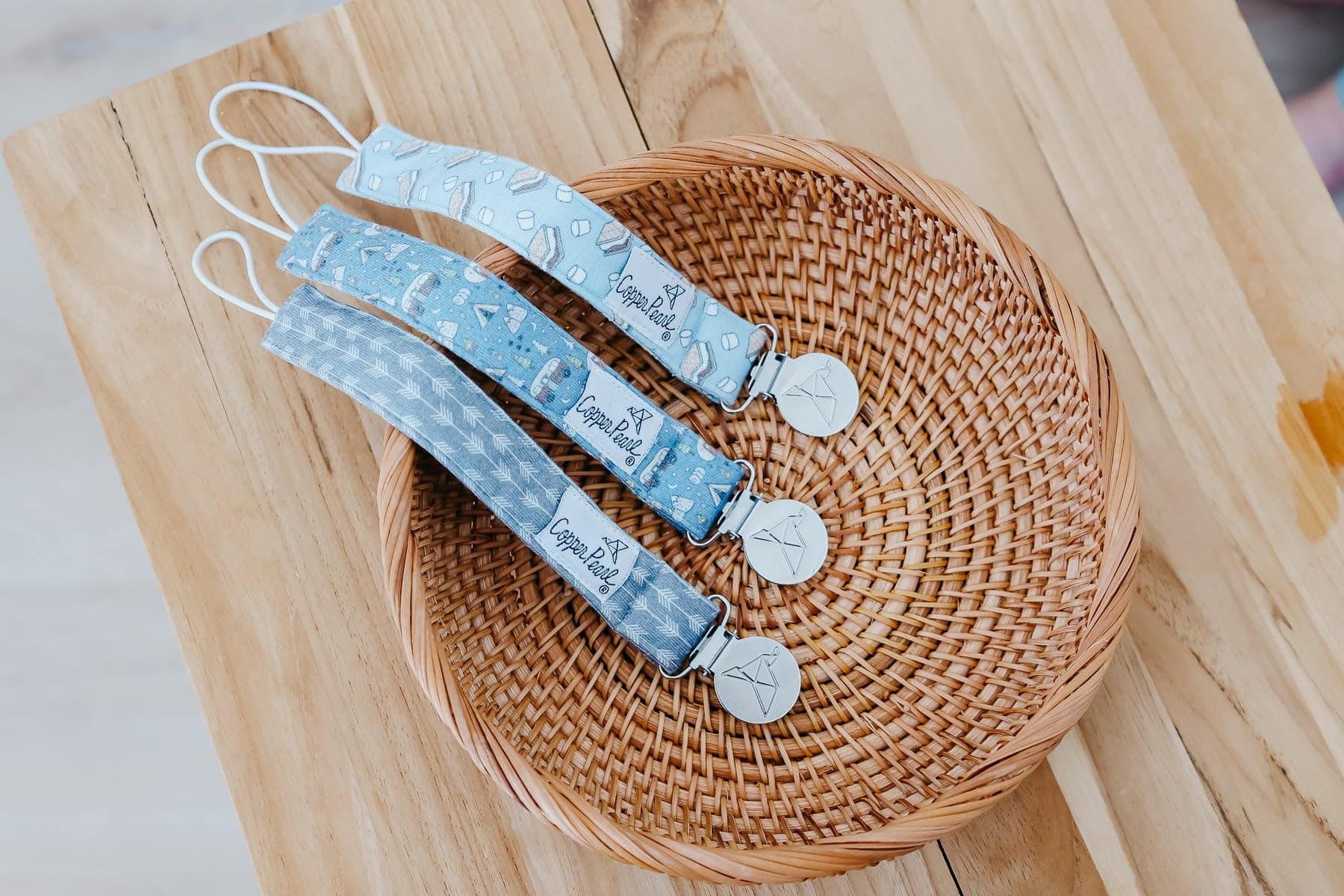 Binky Clip 3 Pack Set"Bridger" by Copper Pearl