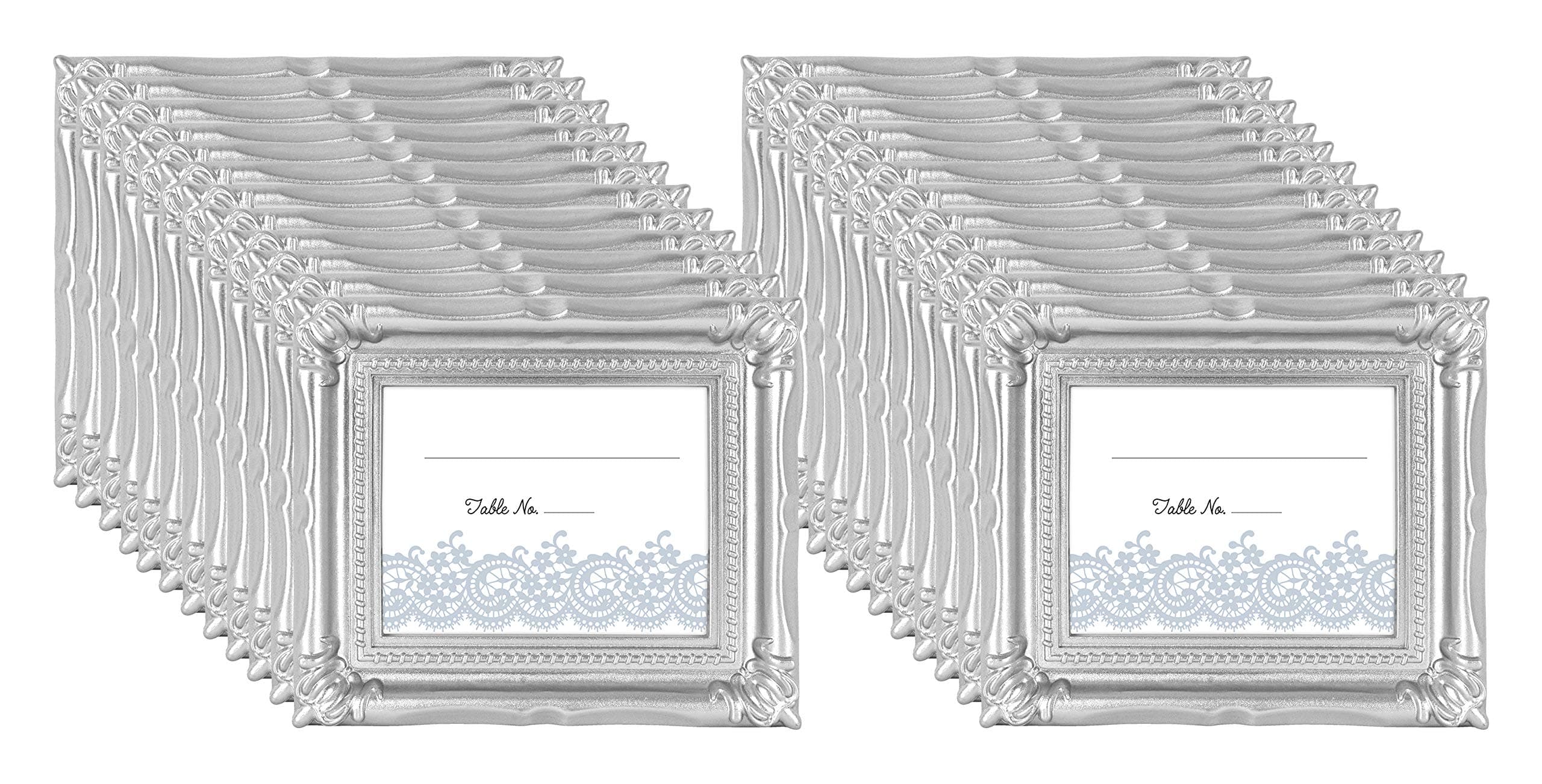 MCS Wedding Photo Frame/Placecard Holder, 69041, 24-Pack, Silver