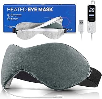 Ezona Heated Eye Mask, Warm Eye Compress Mask for Dry Eyes, USB Electric Eye Heating Pad with Temperature & Timer Control, Dry Eye Mask for Blepharitis, Sinus Migraine (Gray)