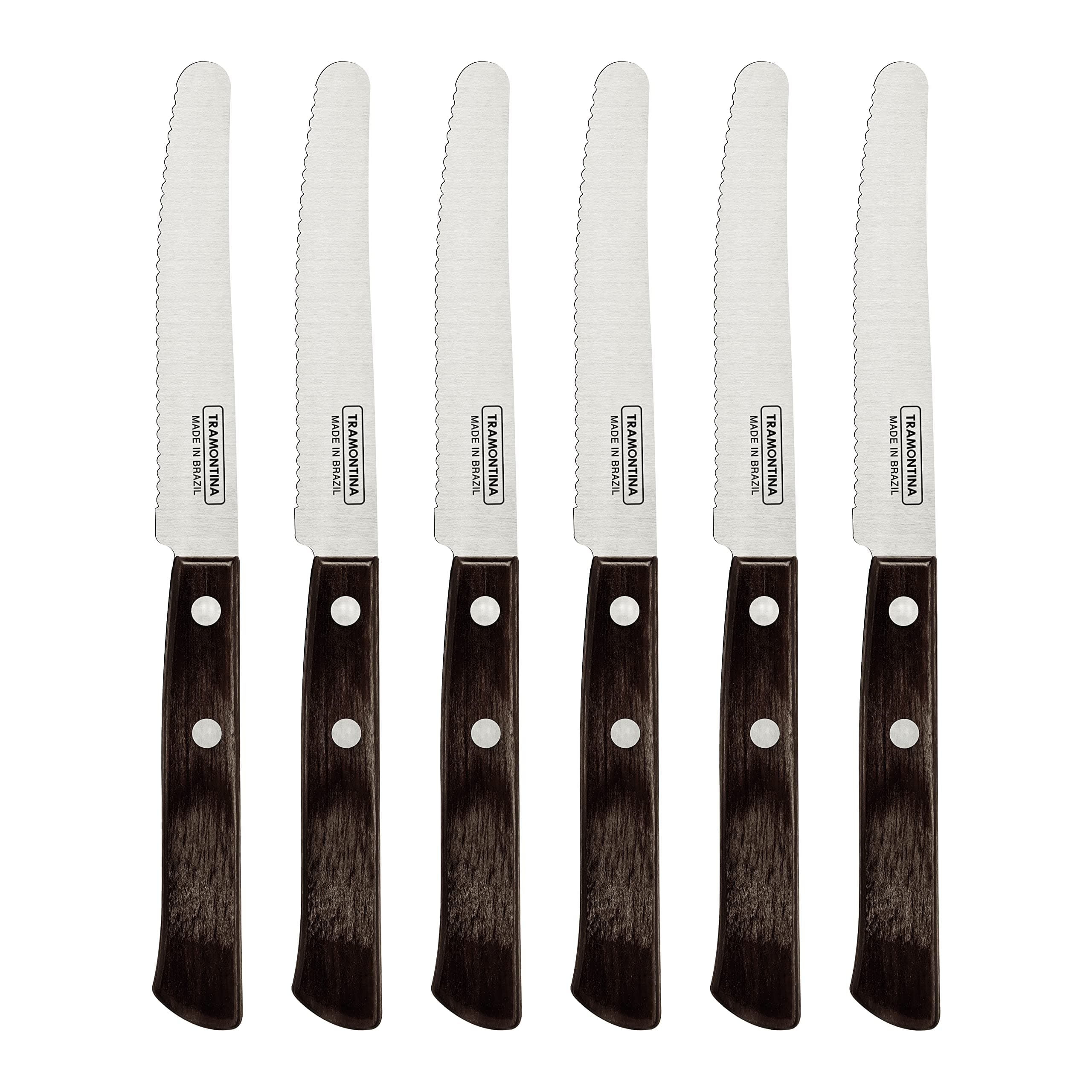 Tramontina Dishwasher-Safe 6 Pcs. Tomato/Table Knife Set - 11.5 cm Blade