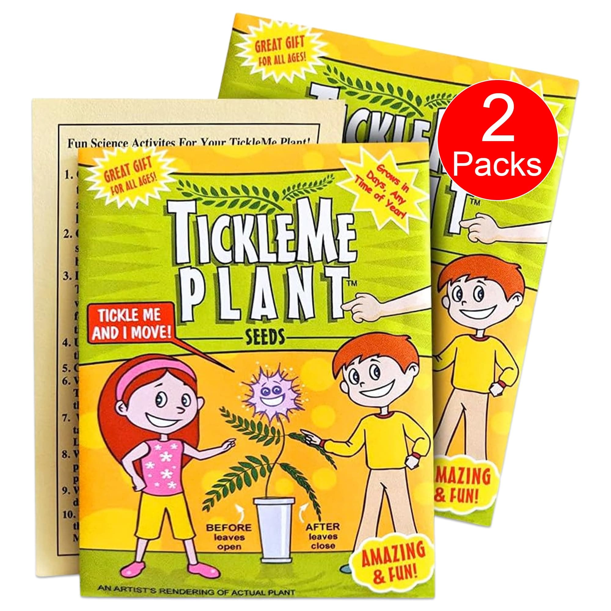 TickleMe Plant Seeds (2 Pack) – Grow the Touch-Sensitive Plant that Closes When Touched – Fun Easter Basket Stuffer – Easy Indoor Science Activity for Kids & Adults