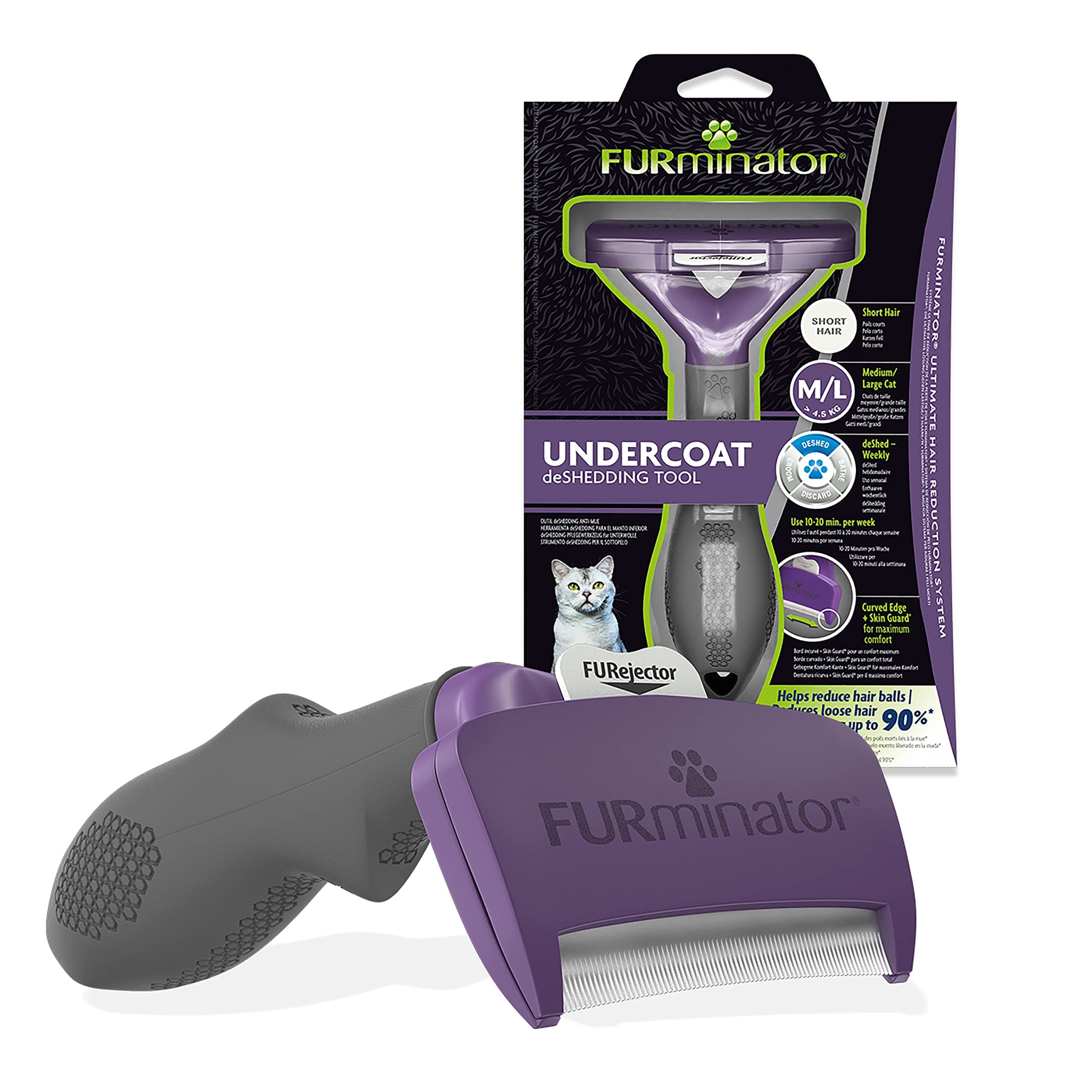 Furminator Undercoat Deshedding Tool For Medium/Large Short Hair Cats Over 4.5 Kg