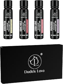 Organic Sensual Safe to Lick Body Massage Oils for Couples - Gift Set Romantic Date Night – Non Greasy No-Stain Fractionated Coconut Oil Quick Absorbing Smooth Glide Trial Pack of 4-120 ML/4 Fl Oz