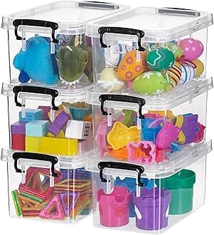 Citylife6 Packs 4L Plastic Storage Box with Lids Storage Boxs with Handle Clear Stackable Storage Boxes, 23 x 16 x 12cm