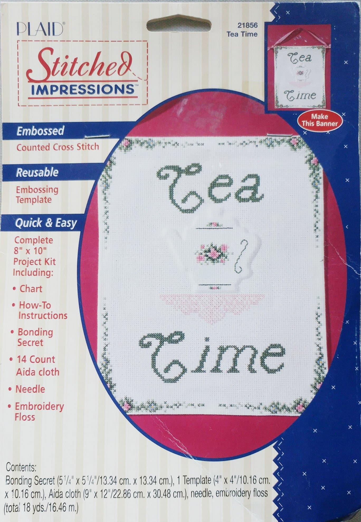 Plaid Stitched Impressions TEA TIME 21856 Counted Cross Stitch Kit