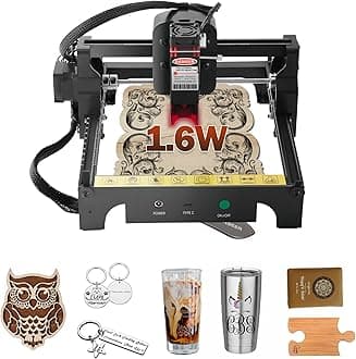 Roomark1.6W Output Laser Engraver Machine, Laser Cutting Machine, Engraving Wood and Metal, 130 * 130mm Maximum Working Size, Laser Cutter and Engraver Machine
