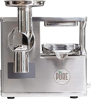 PURE Juicer Two-Stage Juicer - Premium Cold Press Juicing Machine - Solid Stainless Grinder and Hydraulic Press For Fruits, Vegetables, Nuts