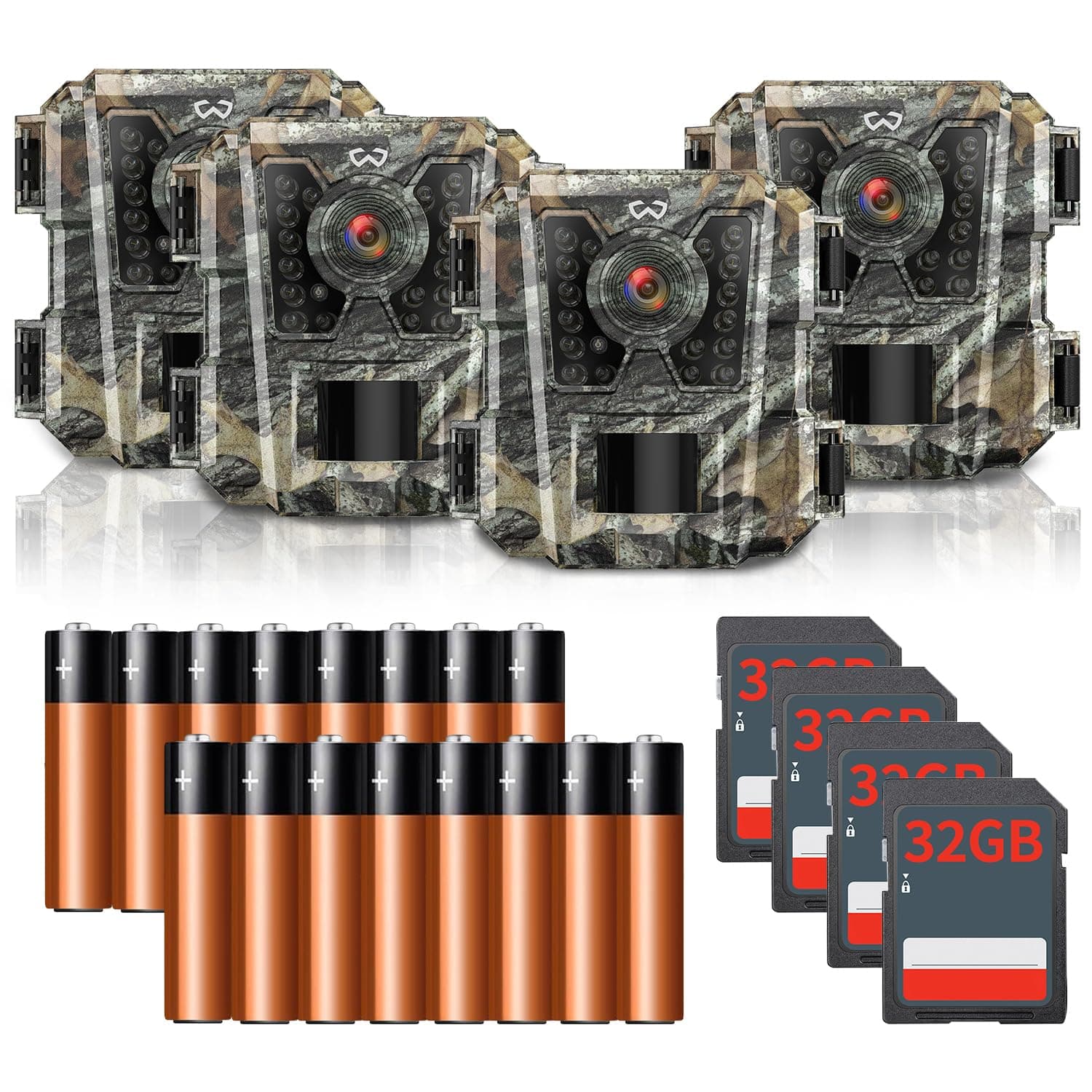 WOSODA Mini Trail Camera 4 Pack 24MP 1080P HD, Game Cam with SD Card, Waterproof Tiny Deer Camera Night Vision Motion Activated with Fast Trigger Time for Outdoor Wildlife Monitoring