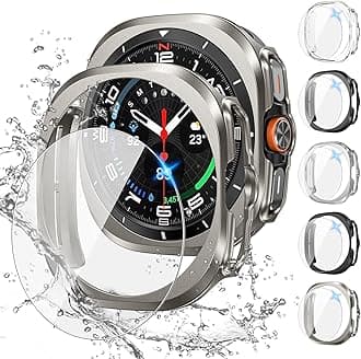 Tensea Multipack for Samsung Galaxy Watch Ultra 2025 / Galaxy Watch 7 Ultra 2024 47mm Accessories, Hard PC Bumper/HD Anti-Fog Tempered Glass Protective Film, Face Cover Set for Women Men