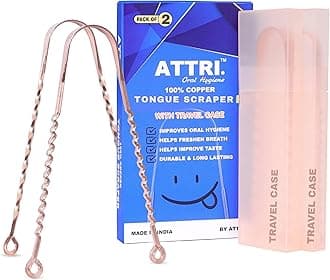 100% Pure Copper Tongue Scraper with Travel cases for Adults and Kids - Durable Tongue cleaner Copper - Tough Scraper Oral Care -Ayurvedic copper tongue scraper for adults-Long lasting Eco-friendly