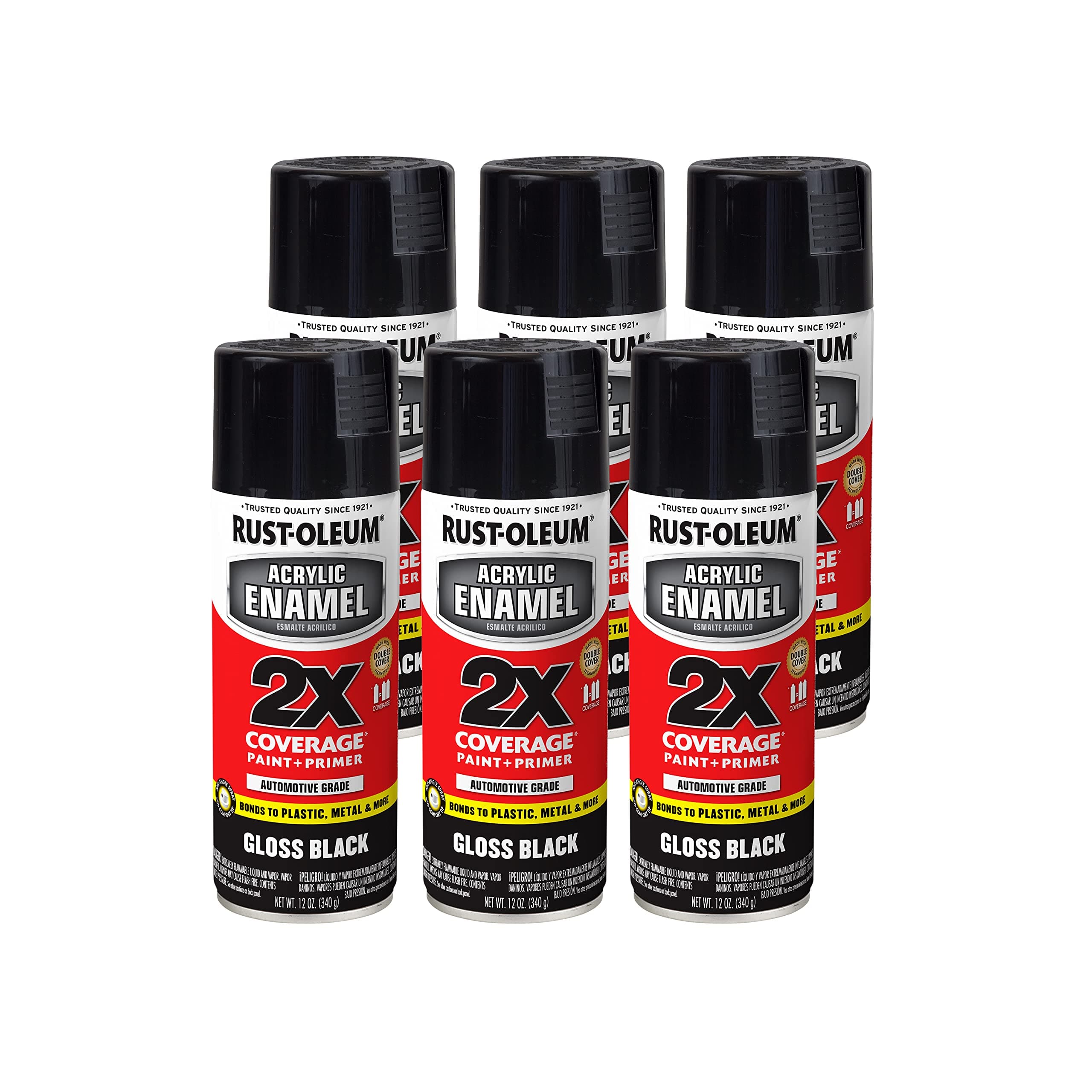 Rust-Oleum 271903-6PK Automotive Spray Paint, 6 Pack, Gloss Black