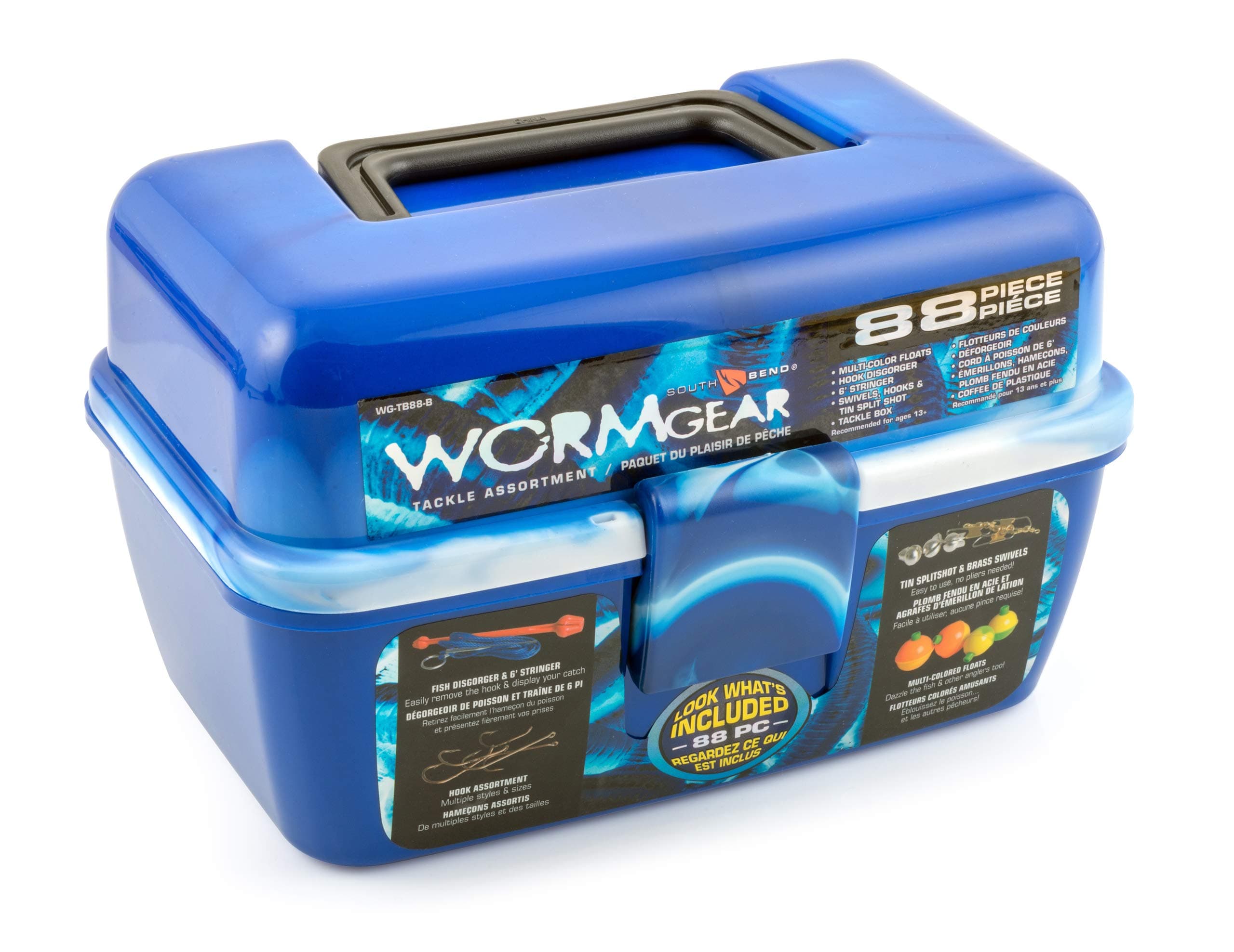 SOUTH BEND WG-TB88-B Wormgear 88Pc Ld D Tackle Box Blue, Multi