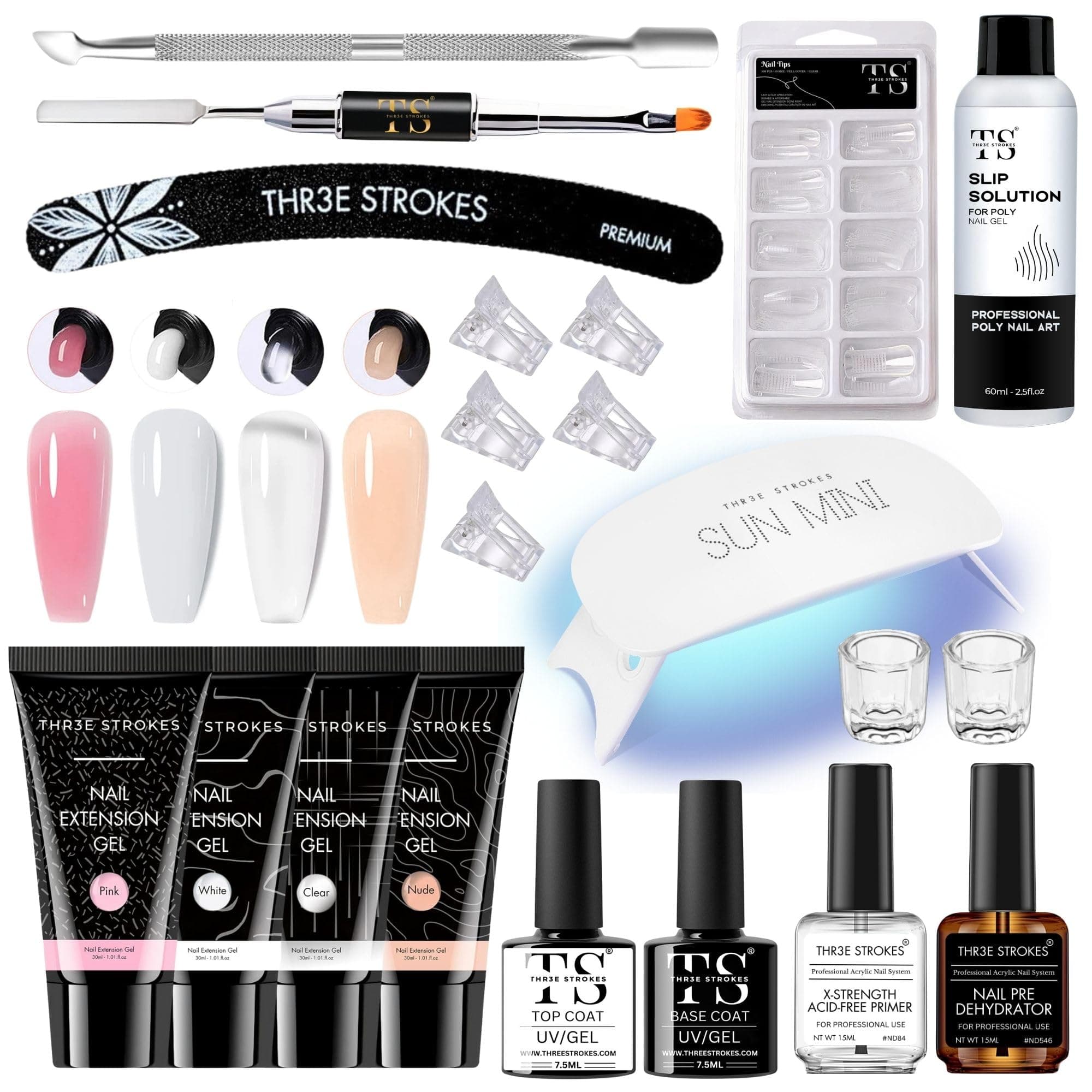 TOXIC FREE Poly Nail Gel Extension Kit for Builder Gel, UV Nail Art Kit, Nail Extension Set, Glue-Free Manicure and Pedicure Set (20 Items in Set)(RUBY KIT)