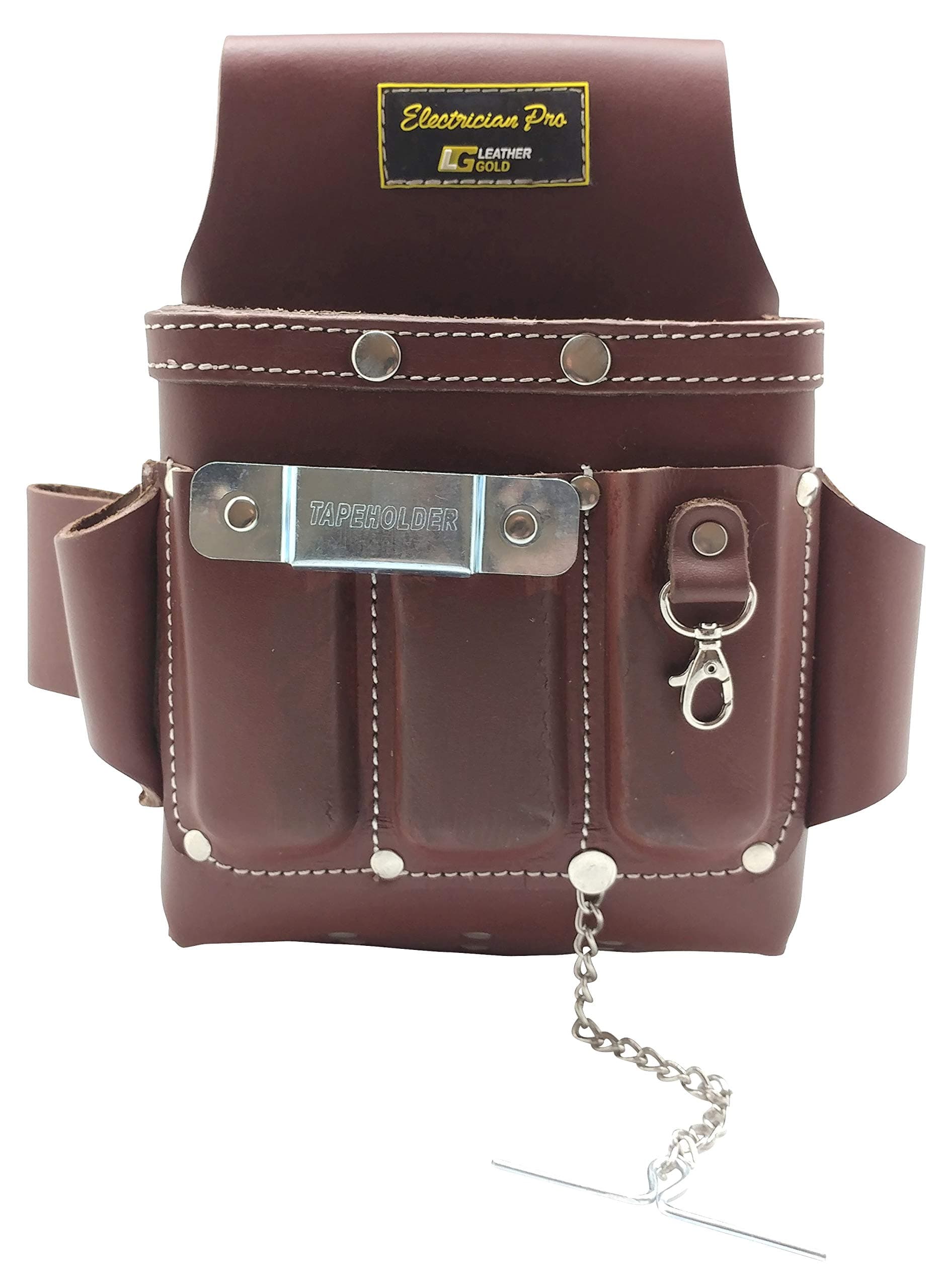 Leather Electrician Tool Pouch, Brown | Professional Tool Belt 3400