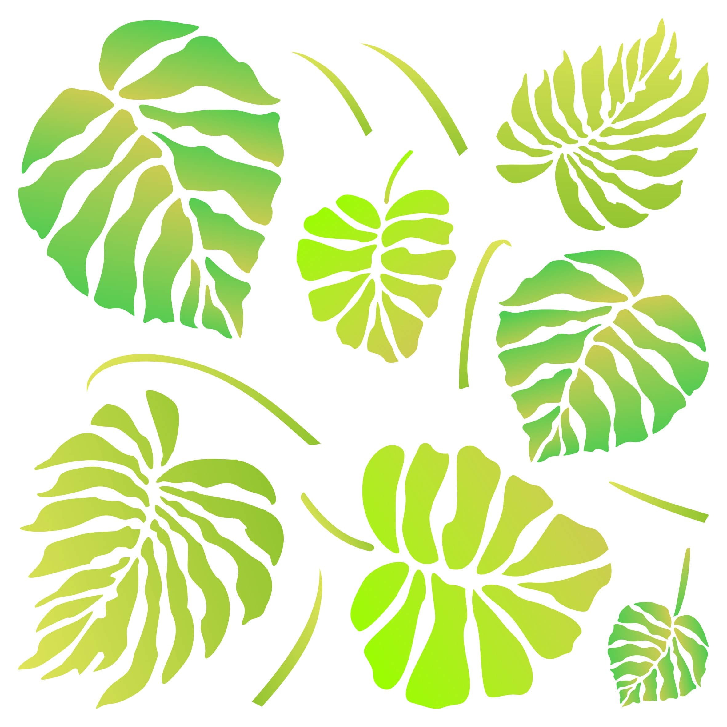 Monstera Leaves Stencil - 35.5cm x 35.5cm (L) - Reusable Large Tropical Philodendron Wall Stencil Template