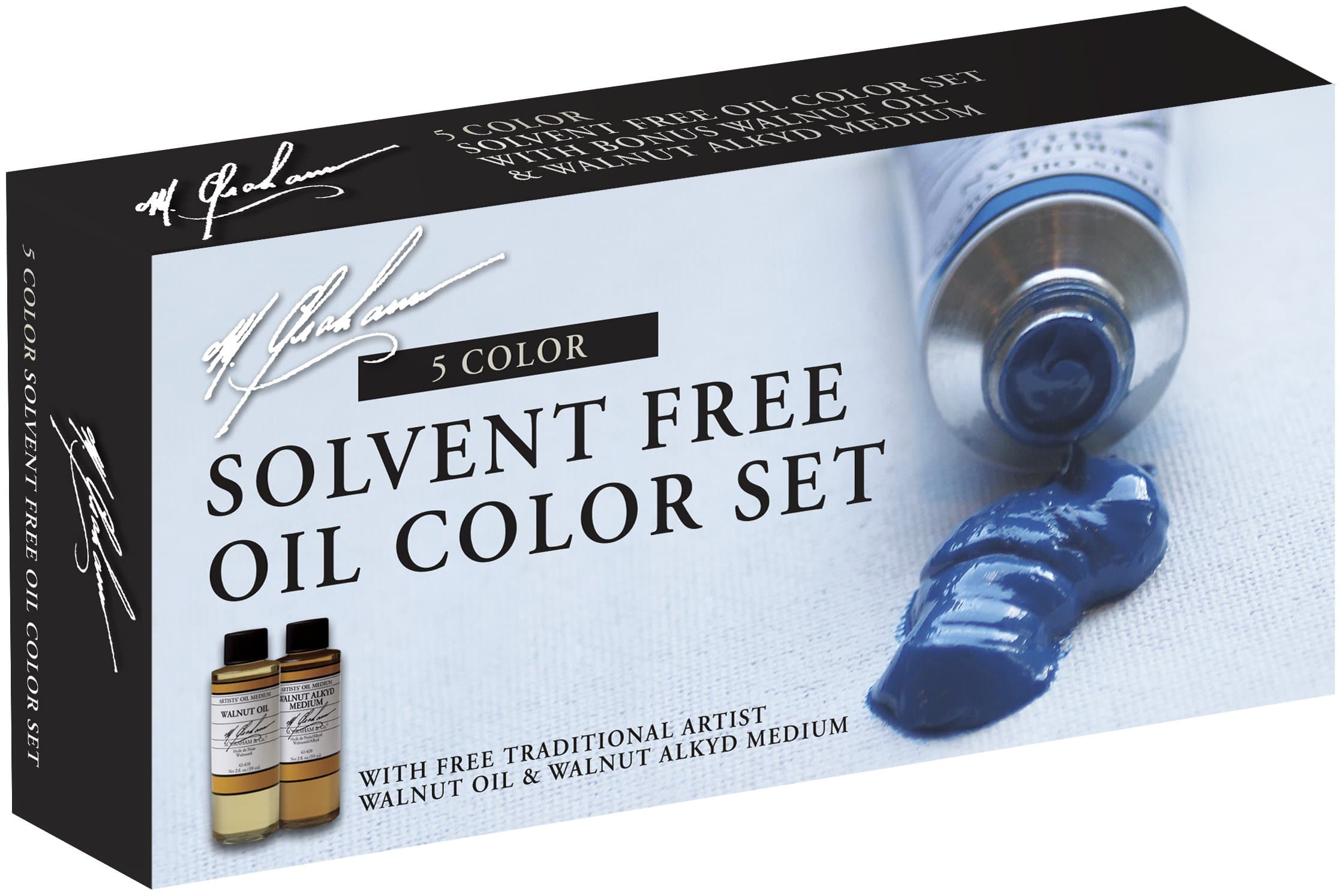 Tube Oil Paint Basic Color 5-Color Set with Walnut Alkyd and Walnut Oil Medium, 1.25-Ounce (GRM-11-SET)