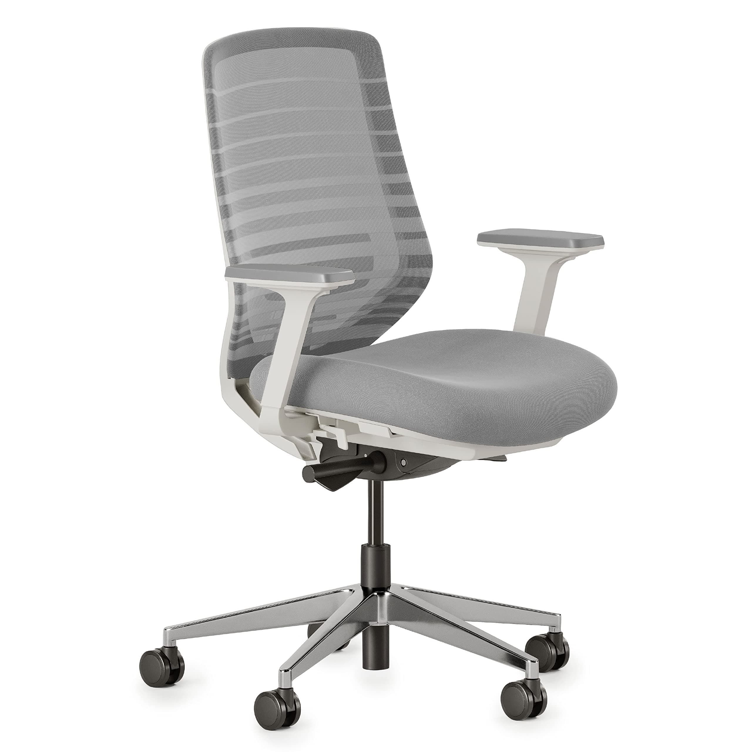 - Ergonomic Chair - A Versatile Desk Chair with Adjustable Lumbar Support, Breathable Mesh Backrest, and Smooth Wheels - Experience Optimal Comfort and Support - Pebble - White