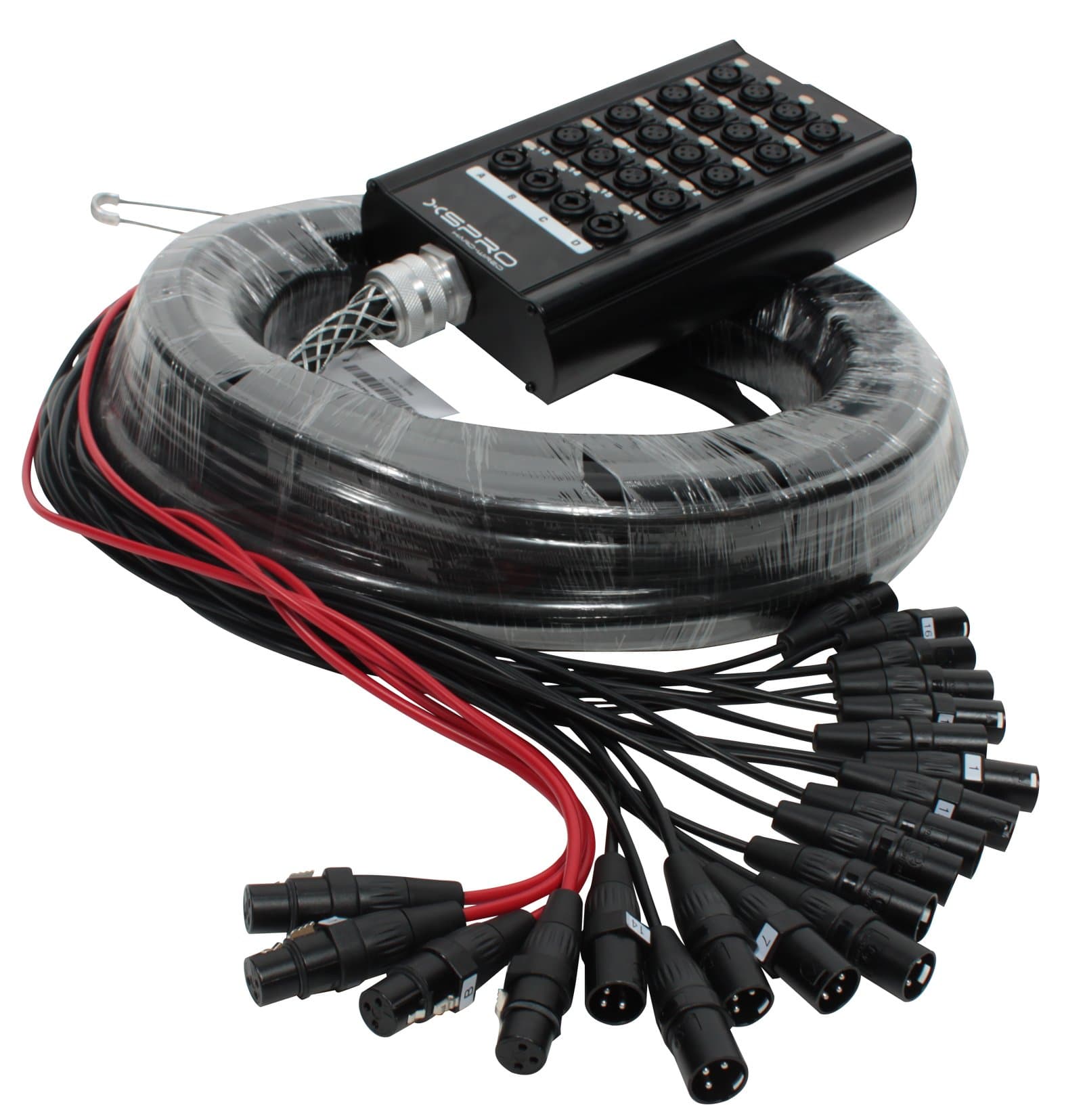 XSPRO 16 x 4 Channel 100' Pro Audio Stage Snake Combo XLR 1/4" Return 16x4x100