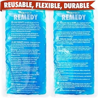 Perfect Remedy Gel Ice Pack Hot & Cold Compress, Reusable Injury Ice Pack for Pain Relief Help, Soothing Soft Gel for Soreness Muscle Strain Condition, Hot Water Bottles Alternative (2Pk, Blue, Large)