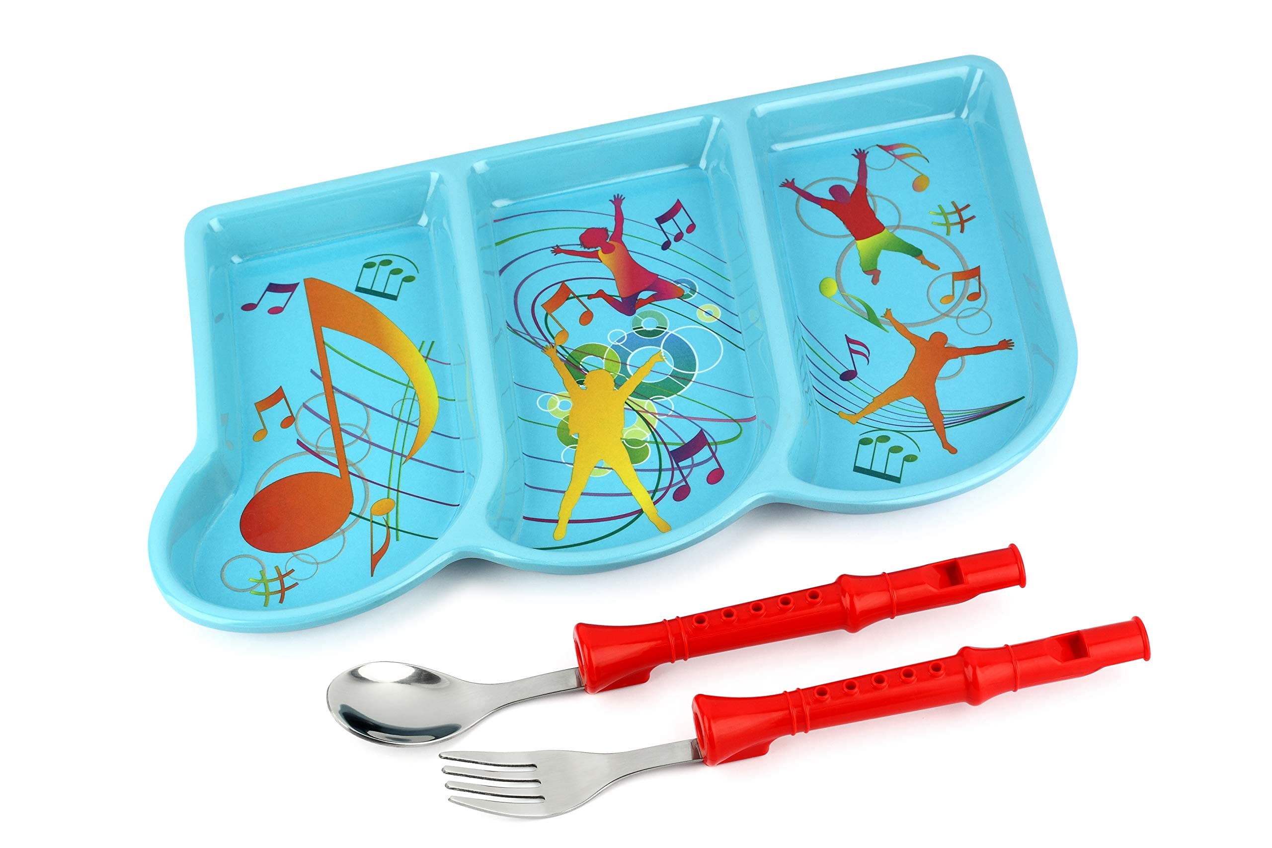 KidsFunwares Me Time Musical Dinnerware Meal Set - Includes Spoon and Fork Which are Functional Flutes