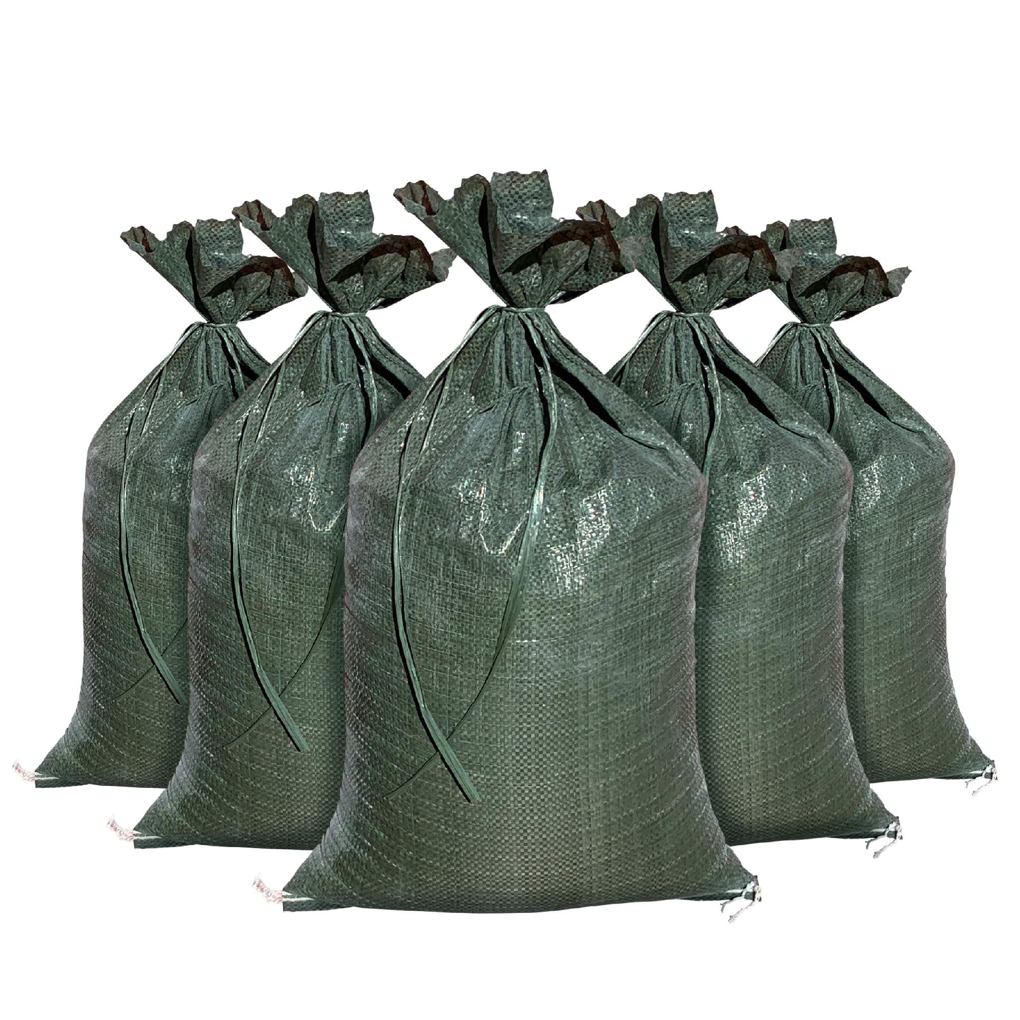 Heavy Duty Empty Sandbags For Flooding (14" X 26") - Poly Sand Bags For Flood Barrier, Weight, Construction, Earth Bag Homes - Reusable, UV Resistant - Tie Strings Attached (10 Bags)