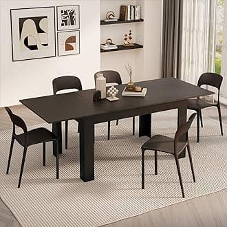 Easy, Extendable Dining Table, 55.1(86.6) x35.4 in, Ashwood Black, Made in Italy