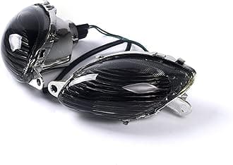 TOPZONE Fit for Suzuki 1999-2007 HAYABUSA - GSX1300R; Front Flasher Light Lamp Idicator Turn Signal+Halogen Bulbs (Smoke, STR Lens)