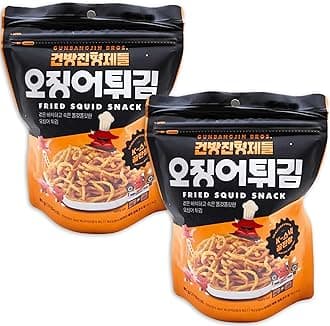 Korean Dried Squid Snack – High Protein Jerky by Gangwon Export – Perfect for Adults & Kids (2.82 Ounce (Pack of 2), Crispy Tempura)