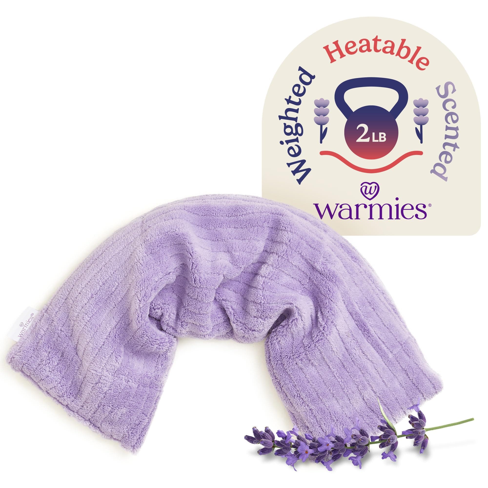 warmies Hot-Pak, Microwavable Neck Wrap - Heating & Cooling Plush Pad for Calming Relaxation - Weighted & Heated Neck Warmer with Scented Lavender - Microwave Heat Pad for Aches & Pain - Lavender