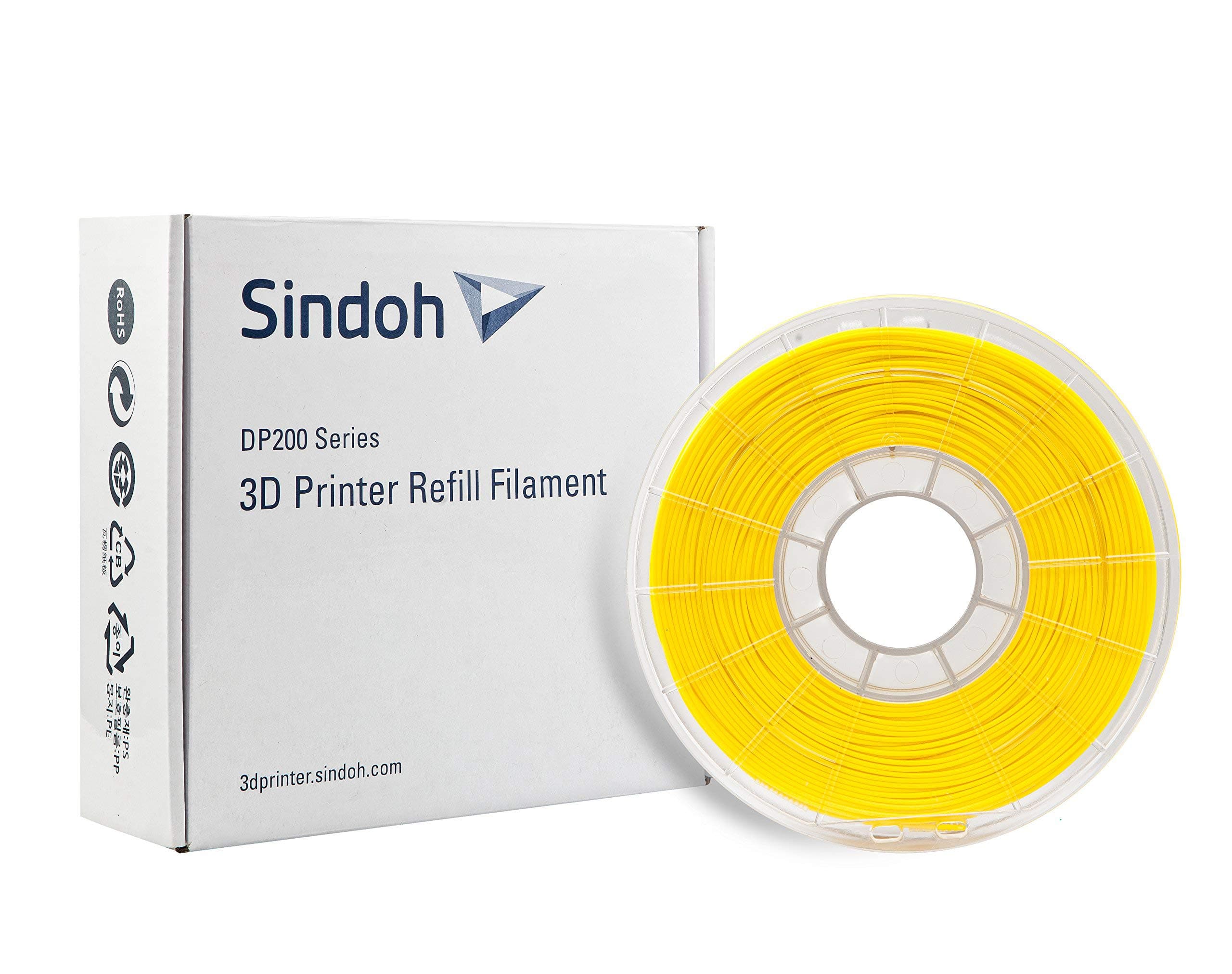 Sindoh 3DWOX Refill Filament PLA Yellow (Compatible with DP200, DP201, 3DWOX 1, 1X, 2X) , Spool , 1.75 millimeters Diameter (3DP200PYE-R)