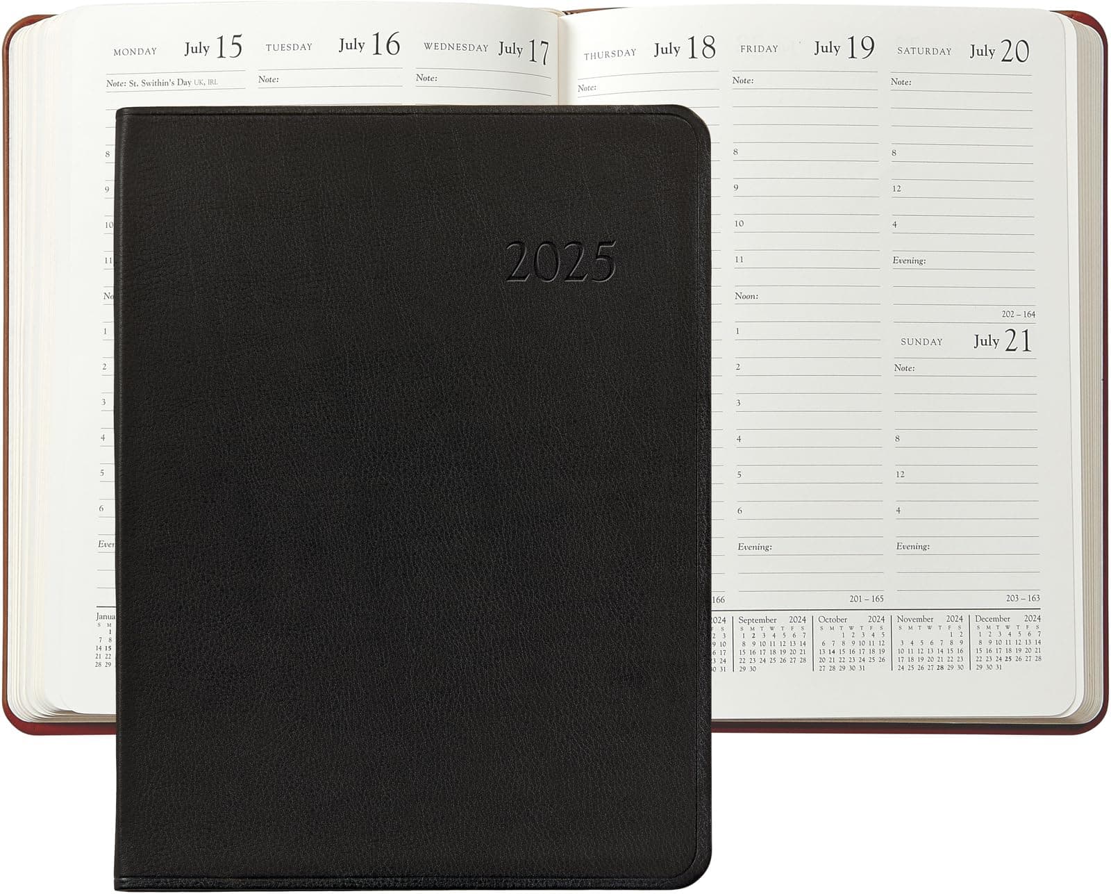 Graphic Image 2025 Desk Diary Agenda Appointment Book Planner, Genuine Traditional Leather, 7x9" - Published and Bound in The USA