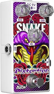 Mini Distortion Guitar Pedal, Snake Variant Distortion Analog Effect Pedal for Electric Guitar Pedalboard True Bypass AP506
