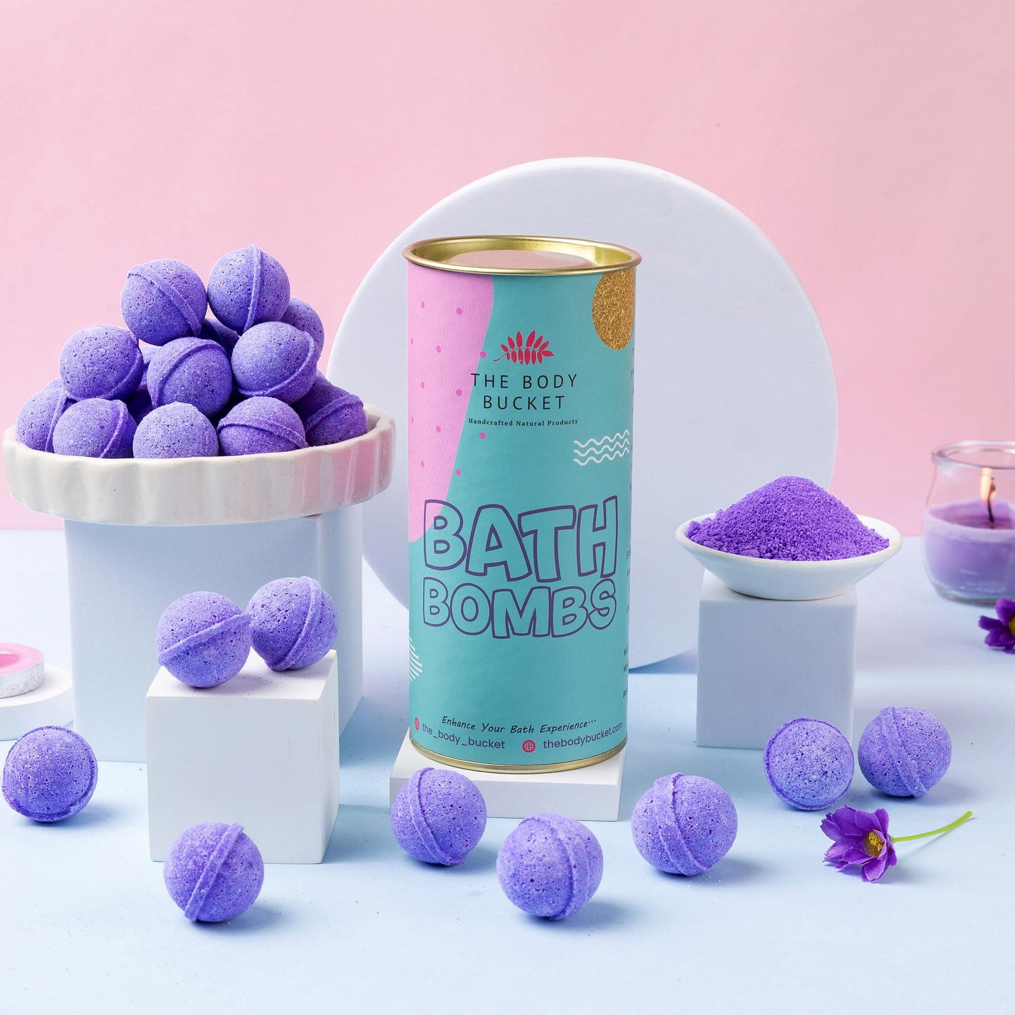 Mini Bath Bomb - Lavender (10 Grams Each -Pack of 15)|Natural And Handcrafted With Aromatic Fragrance|For Fizzes Spa & Pedicure|Perfect Bath Gift Set for Kids, Men & Women