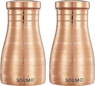 - Amazon Brand - Solimo Copper Water Pot | Bedside Carafe with Glass Lining | 950 ml (Set of 2)