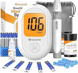 G-426 Blood Glucose Monitor Kit - 100 Test Strips and 100 Lancets for Home Use, 500 Memory, Glucometer with Control Solution, No Coding, Diabetes Testing, Blood Glucose Monitoring System