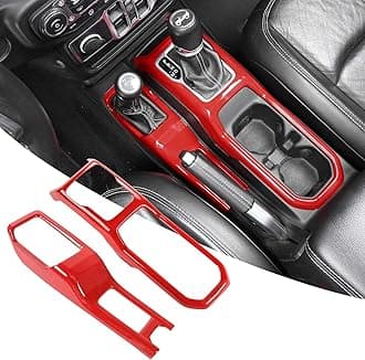 RT-TCZ Center Console Gear Shift Panel Trim Cover 4WD Four Wheel Drive Cup Holder Panel Trim Cover Decoration Interior Accessories for Jeep Wrangler JL JLU & Gladiator JT 2018-2024,Red
