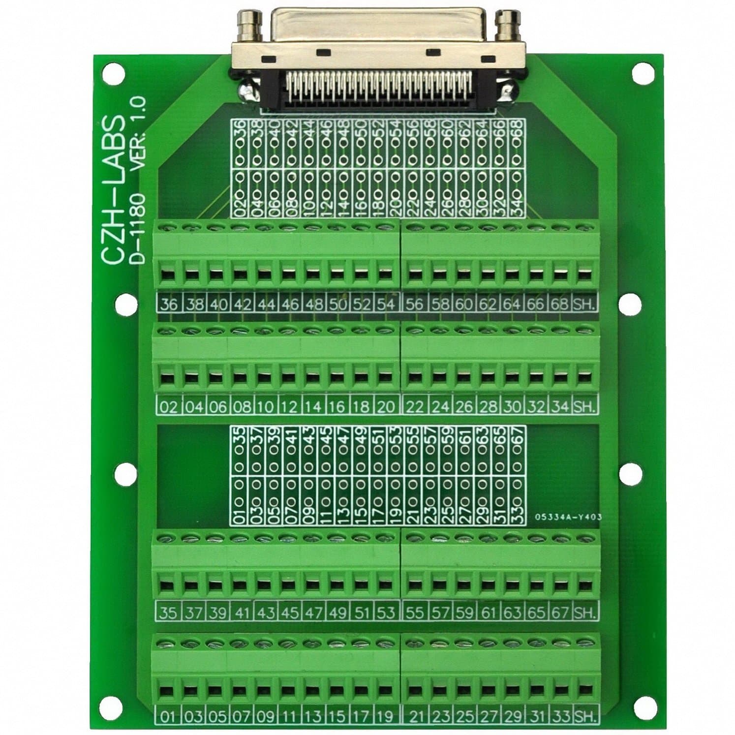 68-Pin VHDCI DSUB SCSI-5 Screw Terminal Block Breakout Board, Connector Module.