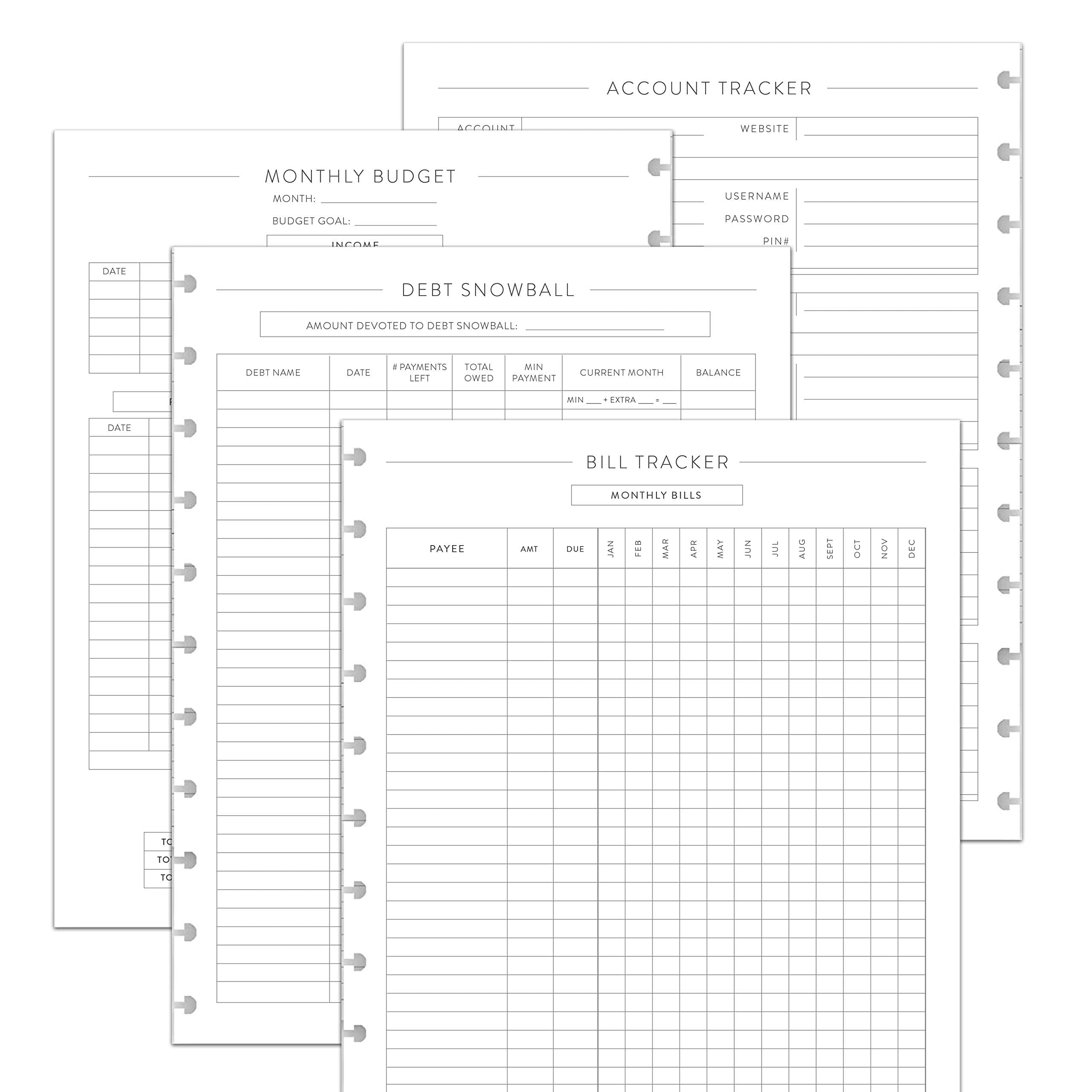 BetterNote Finance Plan Refill for Discbound Notebooks, Bill, Account, Expense, Budget, Fits Levenger Circa, The Happy Planner, Arc Systems, TUL, Talia, 1 Year Supply (11-Disc, 8.5"x11")
