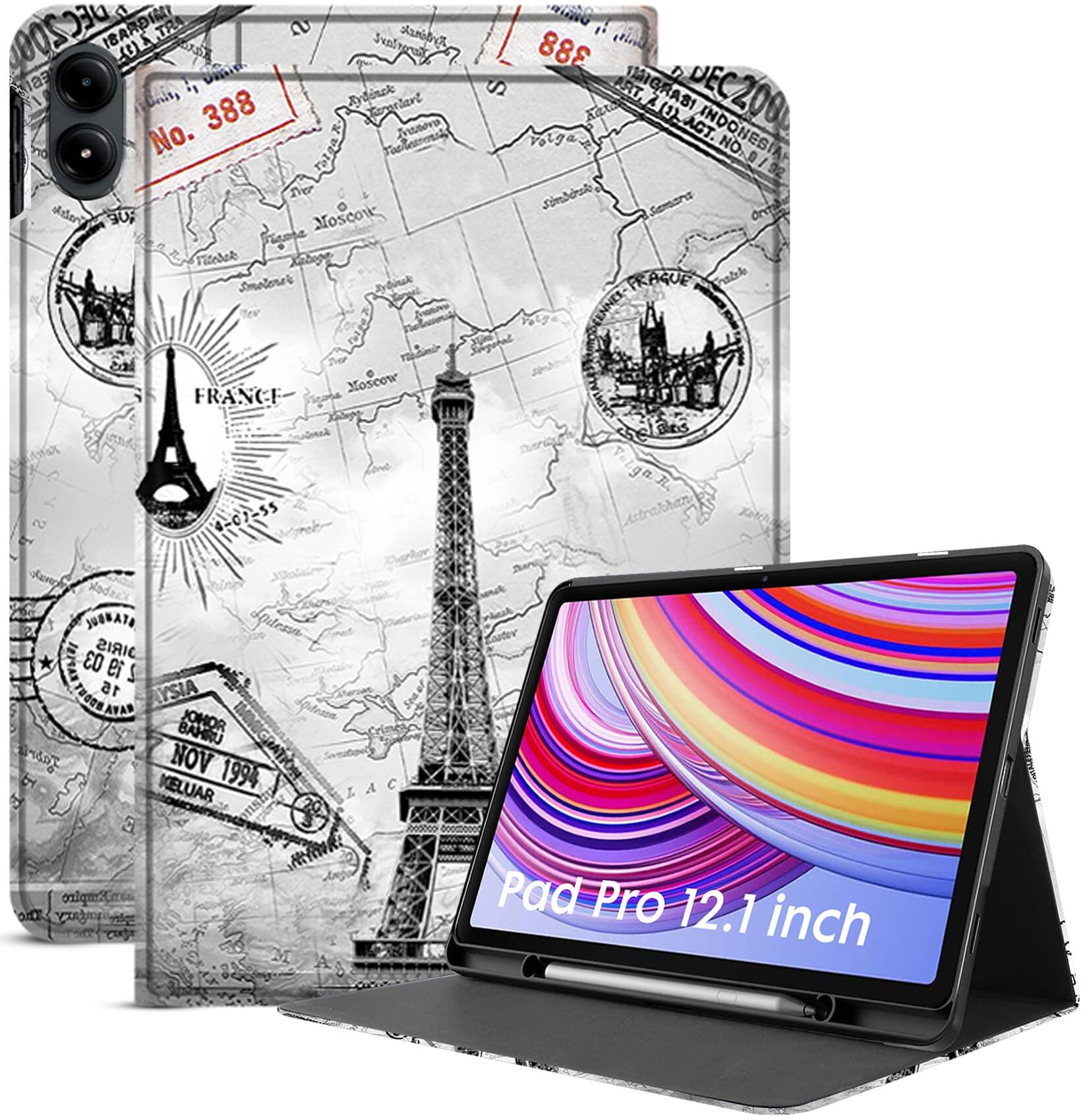 Cover for Redmi Pad Pro 12.1 Cover Case, Folio Flip Cover with Pencil Holder for Redmi Pad Pro 5G Tablet 12.1 inch [ Auto Sleep Wake Support] - Eiffel
