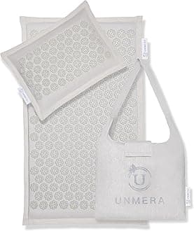UNMERA Acupressure Mat and Pillow Set,Natural Eco Linen & Coconut Fiber Filling, for Back/Neck Pain Relief, Sciatic, Headache and Muscle Relaxation, Comes with Carrying Bag for Storage and Travel