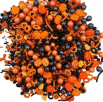 Halloween Sprinkles Edible Pumpkin Sprinkles Orange Black Pearl Sprinkles Halloween Candy Sprinkles for Cake Cupcakes Toppers Decoratings