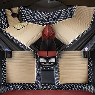 Custom car Floor mat is Compatible for Mercedes-Benz，to All Models for Benz (2000-2025) C260/C200/S500/ A260/ B200，Luxurious ‌All-Weather car Floor MATS. (Beige & White)