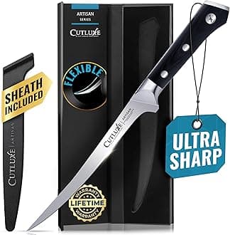 Fillet Knife for Fish & Meat – 7" Razor Sharp Boning Knife – Flexible High Carbon German Steel, Full Tang Ergonomic Handle Design, Grilling Gifts for Men – Artisan Series