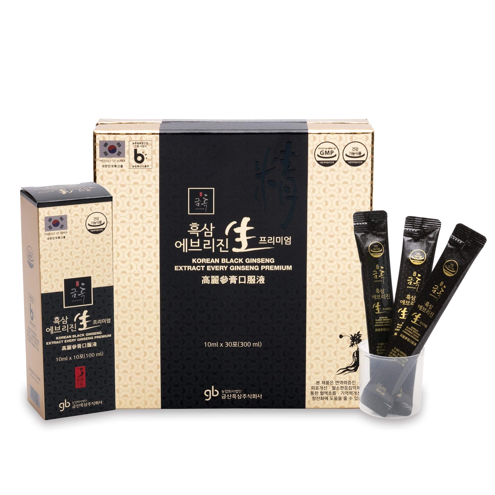 GeumHeuk Korean Black Ginseng Extract EveryGin (10mL X 30 Pouch) - Premium Quality Ginseng. Boost Immunity and Promote Enhance Immunity, Mental Performance, Stamina, Energy Health